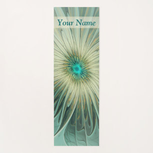 Abstract Sage Green Fantasy Flower Fractal Name Yoga Mat