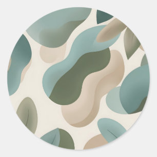 Abstract Sage Green Organic Fluid Shapes Modern Classic Round Sticker