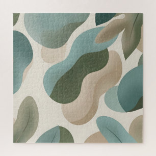Abstract Sage Green Organic Fluid Shapes Modern Jigsaw Puzzle