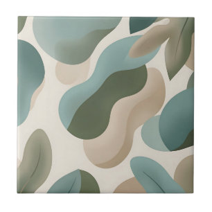 Abstract Sage Green Organic Fluid Shapes Modern Tile