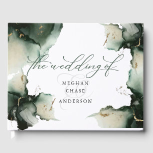 Abstract Sage Green Watercolor  Guest Book