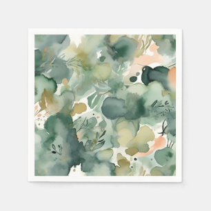 Abstract Sage Green Watercolor Pattern Napkin