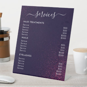 Abstract Salon Services Price List Pedestal Sign