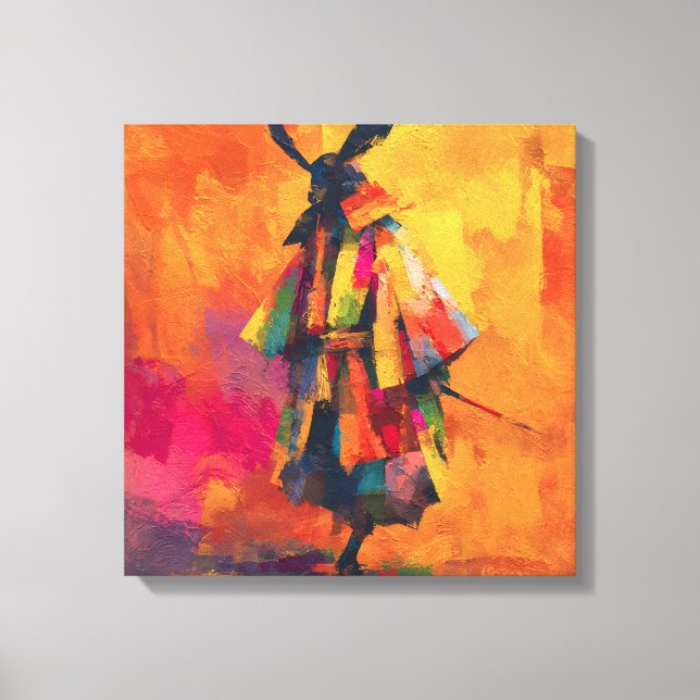 Abstract Samurai Warrior Silhouette Canvas Print (Front)