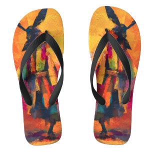 Abstract Samurai Warrior Silhouette Flip Flops