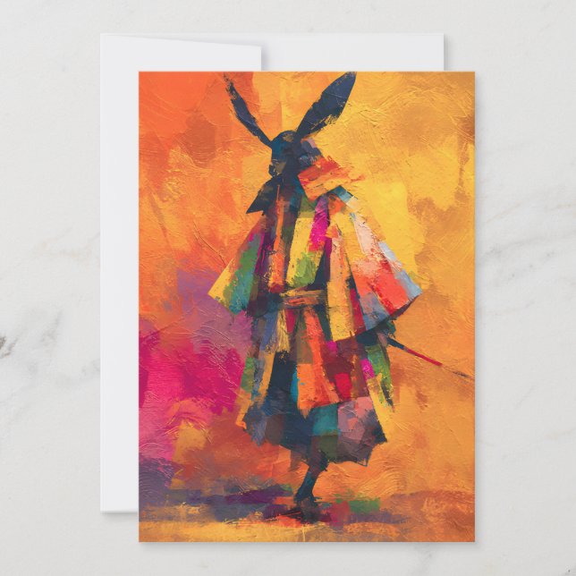 Abstract Samurai Warrior Silhouette Holiday Card (Front)