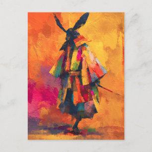 Abstract Samurai Warrior Silhouette Holiday Postcard