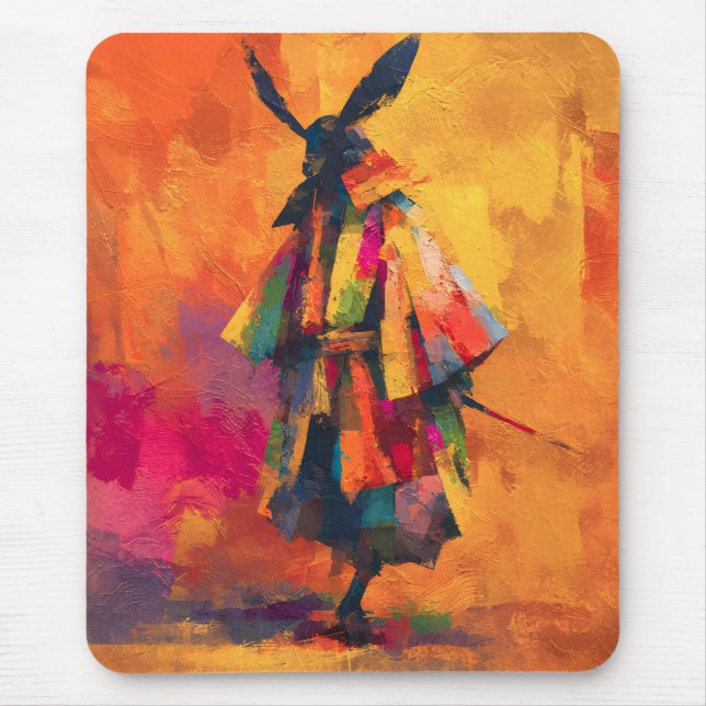 Abstract Samurai Warrior Silhouette Mouse Mat (Front)