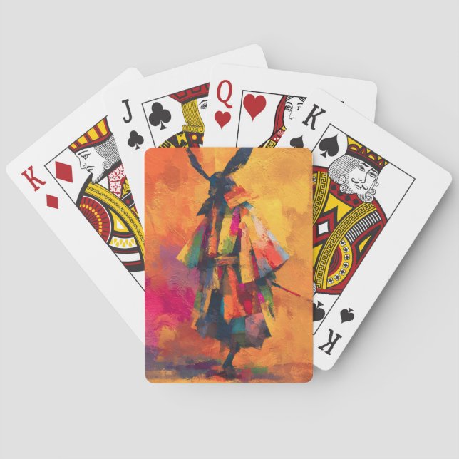 Abstract Samurai Warrior Silhouette Playing Cards (Back)
