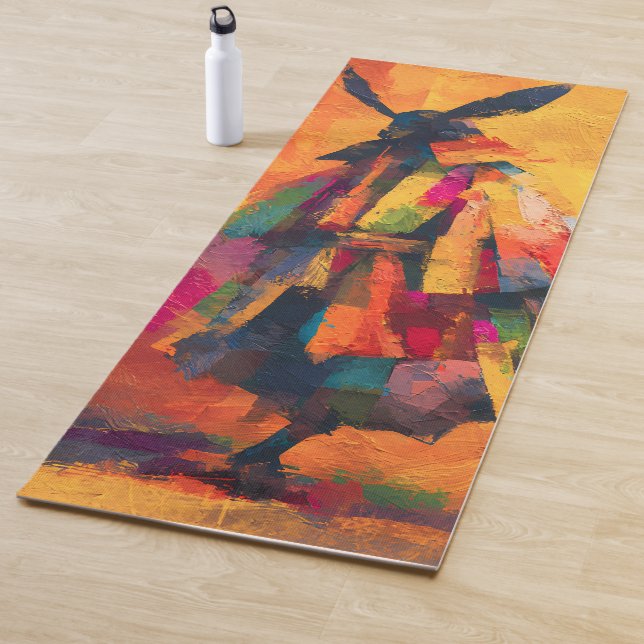 Abstract Samurai Warrior Silhouette Yoga Mat (In Situ)