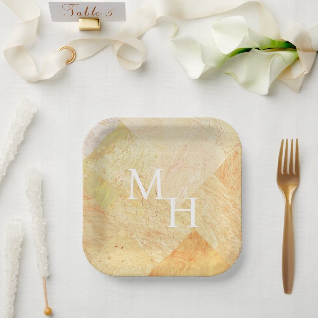 Abstract Sandstone Marbled  Paper Plate (Wedding)