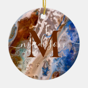Abstract sandy beach pattern water foam monogram ceramic tree decoration