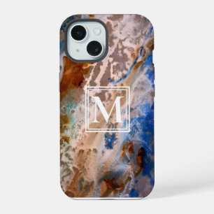 Abstract sandy beach pattern water foam monogram iPhone 15 case