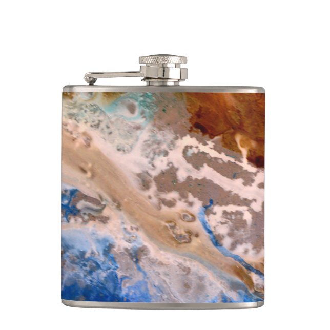 Abstract sandy beach pattern water foam pattern  hip flask (Front)