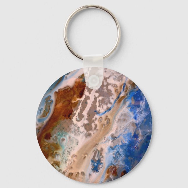 Abstract sandy beach pattern water foam pattern  key ring (Front)