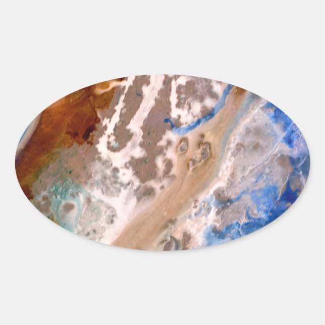 Abstract sandy beach pattern water foam pattern  oval sticker (Front)