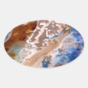 Abstract sandy beach pattern water foam pattern  oval sticker