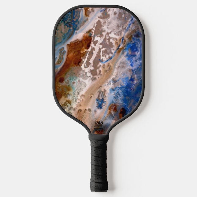 Abstract sandy beach pattern water foam pattern  pickleball paddle (Front)