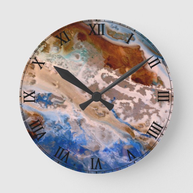 Abstract sandy beach pattern water foam pattern  round clock (Front)