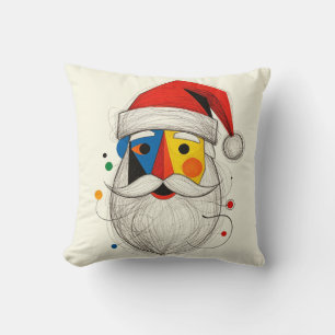 Abstract Santa Face Modern Christmas Cushion