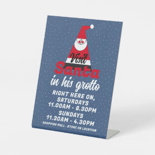 Abstract Santa, Santa Claus Visitor Hours Pedestal Sign