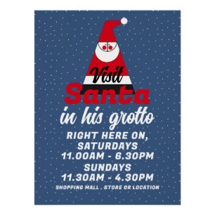 Abstract Santa, Santa Claus Visitor Hours Poster