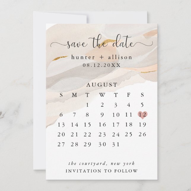 Abstract Save The Date Calendar Flyer Invitation (Front)