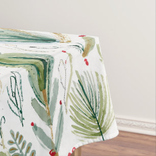 Abstract Scandinavian Christmas Foliage Sage Green Tablecloth