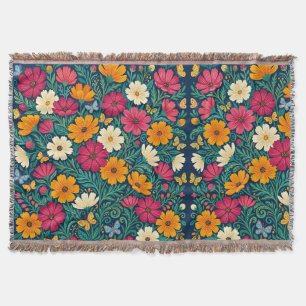 Abstract Scandinavian Cosmos Flowers Blankets