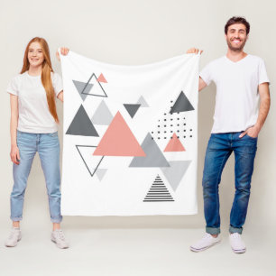 Abstract Scandinavian Geometric Design Fleece Blanket