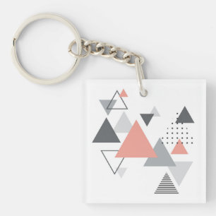 Abstract Scandinavian Geometric Design Key Ring