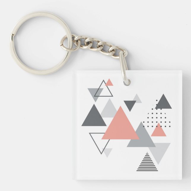 Abstract Scandinavian Geometric Design Key Ring (Front)