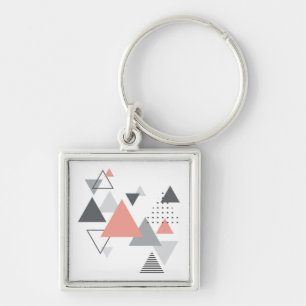 Abstract Scandinavian Geometric Design Key Ring