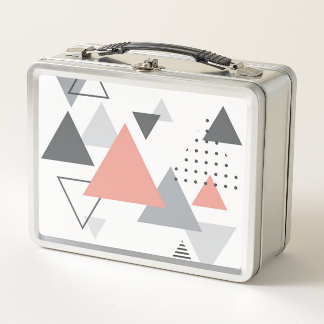 Abstract Scandinavian Geometric Design Metal Lunch Box (Front)