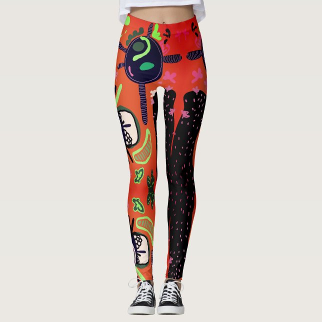 Abstract Scandinavian Modern Art  Leggings (Front)