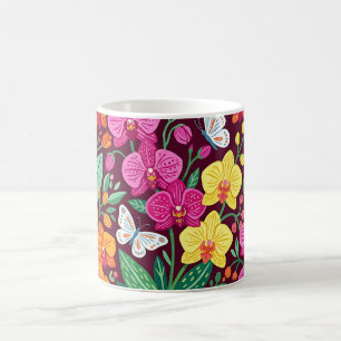 Abstract Scandinavian Orchids Butterflies Coffee M Mug