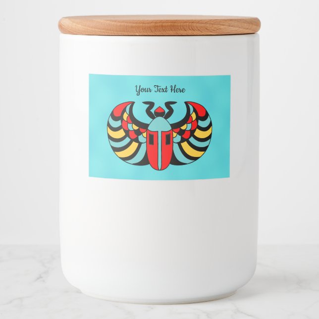 Abstract Scarab Beetle Vibrant Colours on Aqua Food Label (Front)