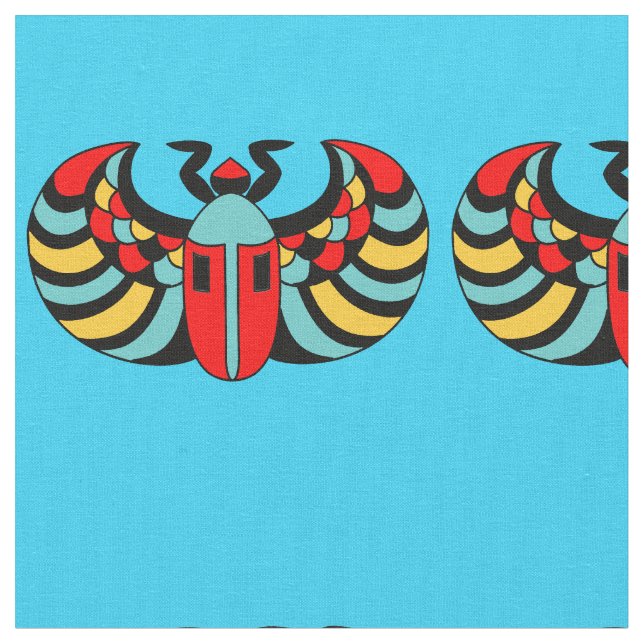 Abstract Scarab Colourful Beetle Vibrant Blue Fabric (Close Up)