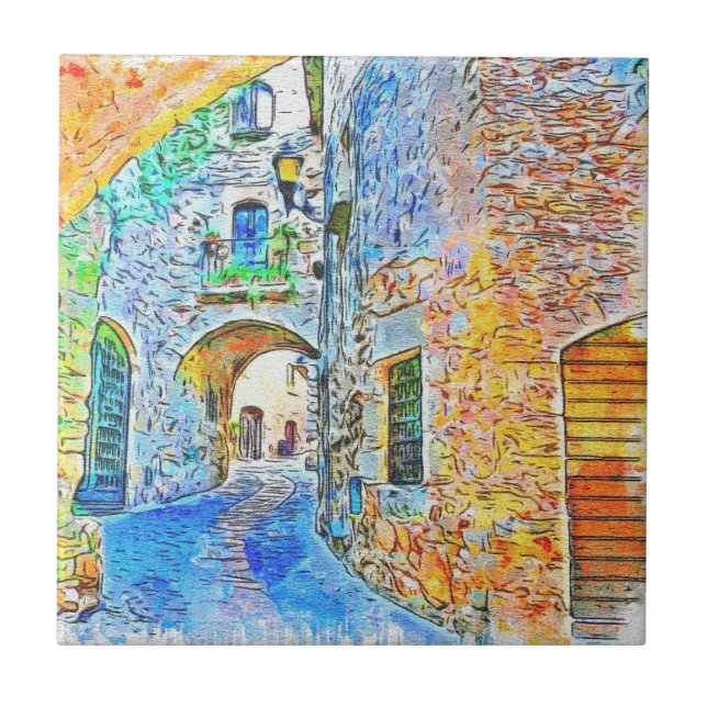 Abstract Scenic Mediaeval Tile (Front)