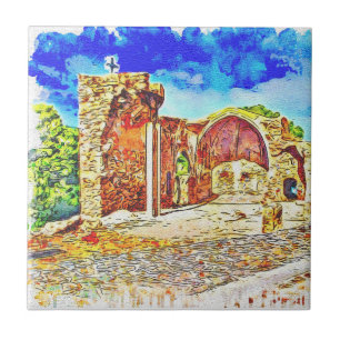 Abstract Scenic Mediaeval Tile