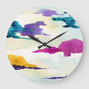 Abstract Scottish Loch Watercolour Painting Clock