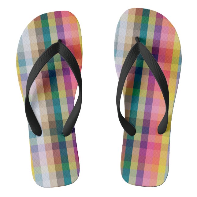 Abstract Scottish Plaid Flip Flops (Footbed)