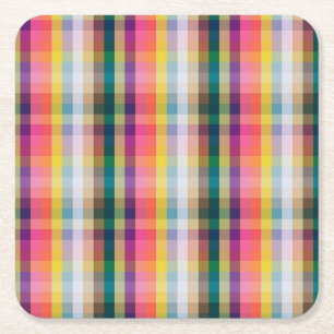 Abstract Scottish Plaid Square Paper Coaster