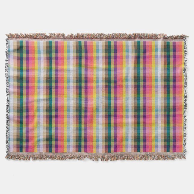 Abstract Scottish Plaid Throw Blanket (Front)