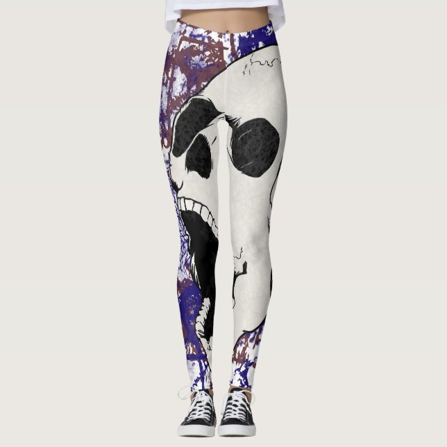 Abstract Screaming Skull Crazy Leggings (Front)