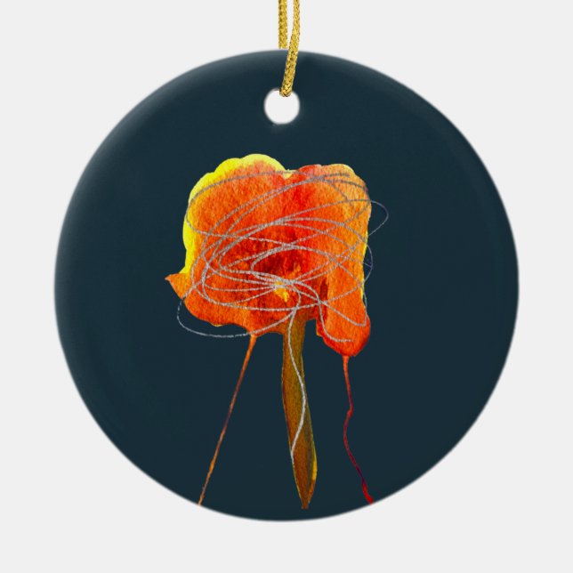 Abstract scribble floral flower modern art ceramic tree decoration (Front)