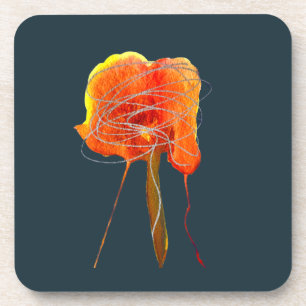 Abstract scribble floral flower modern art coaster