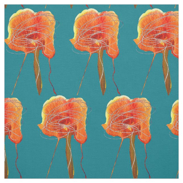 Abstract scribble floral flower modern art fabric (Swatch)