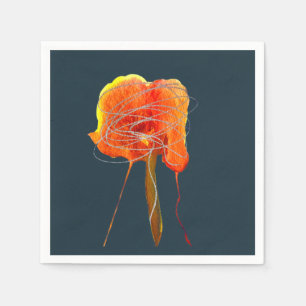 Abstract scribble floral flower modern art napkin