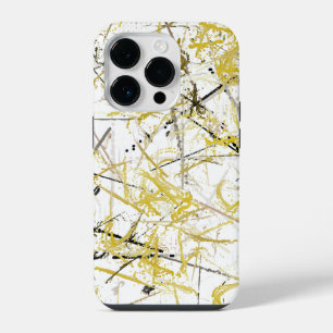 Abstract Scribbles - Mustard and Brown iPhone 14 Pro Case